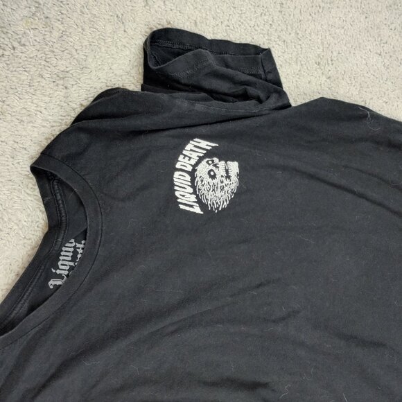 Liquid Death Mountain Water Metal Skull Flame T-Shirt Men’s Size XL Black AOP - Picture 5 of 6
